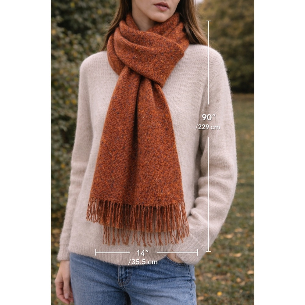 Mucros Weavers Islander Scarf Rust Orange Donegal Alpaca Merino Wool Ireland NWT